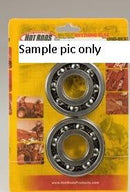 Packaging containing a pair of round metal crank bearings and seals from the "Vertex" brand's CRANK BEARINGS & SEALS KIT for Honda CRF250R 04-05 and CRF250X 05-06. The label features various images and product information in the background with a "Sample pic only" note over part of the packaging.