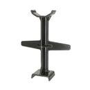 A black, plastic tool with a T-shaped crossbar in the middle and a U-shaped holder on top, featuring a stable base. It appears to be the FORK SUPPORT STOP PSYCHIC from PSYCHIC MX, possibly for holding long cylindrical items like fishing rods or tools upright.