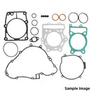 The image showcases the GASKET SET COMPLETE NAMURA KAWASAKI KX65 06-21 by NAMURA, featuring a variety of high-quality gaskets and O-rings essential for effective sealing and leak prevention in an engine. The components are arranged neatly on a white background with the text "Sample Image" displayed in the bottom right corner.
