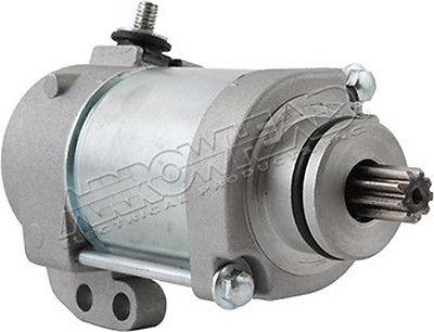 An image displays the STARTER MOTOR ARROWHEAD 410 WATT, a metallic automotive device that includes mounting bolts. The motor has a cylindrical shape with a gear protruding from one end. Although the brand name "VERTEX" is faintly visible on the side of the motor, it's known for its high-quality rotating electrical parts.