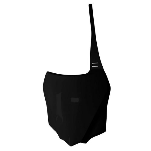A black asymmetrical handbag with a minimalist design is as iconic as the RTECH NUMBERPLATE KX85 14-21, featuring a single shoulder strap and geometric clean-lined shape.