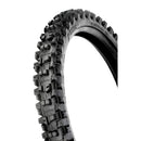 A close-up image of a rugged, off-road motorcycle tire with prominent tread patterns, designed for enhanced grip and traction on intermediate to hard terrain. The tire’s name, "MOTOZ," and the model "TYRE 60/100-14 MOTOZ TERRAPACTOR NHS INTERMEDIATE" are visible on the sidewall, highlighting the brand. The background is white.