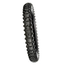 A close-up image of a rugged, off-road motorcycle tire with prominent tread patterns, designed for enhanced grip and traction on intermediate to hard terrain. The tire’s name, "MOTOZ," and the model "TYRE 60/100-14 MOTOZ TERRAPACTOR NHS INTERMEDIATE" are visible on the sidewall, highlighting the brand. The background is white.