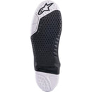 The image showcases the Alpinestars Tech-10 Sole Black/White 2021 from Crown Kiwi Enterprises Limited, highlighting its textured pattern and signature star logo. A label states "REPLACEABLE INSERT," emphasizing its innovative design.
