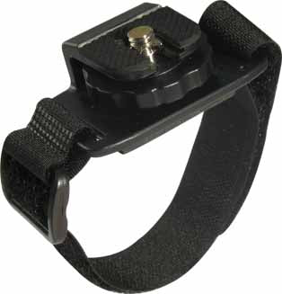 Midland XTC-200 Action Camera has three types of mounts available separately - adhesive helmet mount, strap helmet mount and handlebar mount (pictured is the strap mount)