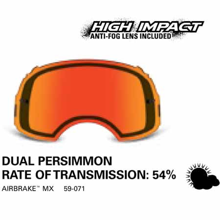 SAMPLE PICTURE - Oakley MX Dual Persimmon High Impact lens - for Airbrake (OA-59-071) goggles - has a 54% rate of transmission