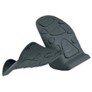 Two black Alpinestars Vector Sole Inserts, by ALPINESTARS, feature molded grip patterns and textured surfaces with raised sections for traction. They resemble a size 9 boot sole insert, one tilted and the other flat.