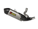 The AKRAPOVIC Akrapovic Link Pipe Monster 937/Desert-X, a polished metal exhaust Y-pipe crafted from stainless steel with clamps on each end, boosts performance when paired with an Akrapovič Slip-On exhaust and is showcased against a sleek white background.