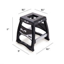 The MATRIX M64 Elite Stand White by Crown Kiwi Enterprises Limited is a lightweight stand ideal for motocross supercross fans. It features a square opening on top and showcases "Matrix M" branding on the sides. With reinforced legs for added stability, it's a dependable choice for off-road racing adventures.
