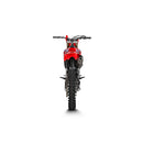 The Akrapovic Full Ti System CRF250R/RX by AKRAPOVIC is a sleek silver motorcycle exhaust made from high-quality titanium, featuring visible branding. Set against a white background, its metallic finish and elegant curves are designed to enhance off-road racing performance.