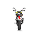 The Akrapovic Slip On Muffler for Honda CBR500 features a silver exhaust with a carbon tip, delivering the signature Akrapovič sound and displaying the AKRAPOVIC red and yellow logo on the side.
