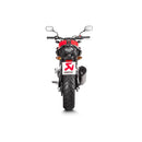 The Akrapovic Slip On Muffler for Honda CBR500 features a silver exhaust with a carbon tip, delivering the signature Akrapovič sound and displaying the AKRAPOVIC red and yellow logo on the side.