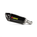 The Akrapovic Slip On Muffler Z900 20-23 by AKRAPOVIC is a high-performance motorcycle exhaust designed specifically for the Z900, featuring a carbon fibre finish and metallic components. The logo is prominently displayed in yellow and red on the body of the exhaust. The design is sleek, aerodynamic, and perfectly complements the naked and sporty aesthetic of the bike.