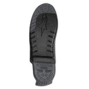 The image shows the sole of a size 6 Alpinestars Tech-7 shoe by Crown Kiwi Enterprises Limited. It has a textured design with circular grips and a stylized star logo. Primarily black with gray accents, it's ideal for those needing replacement soles.