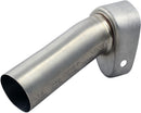 The Akrapovic Noise Insert Stainless Steel from AKRAPOVIC features a bent, angled design on a white background and fits various models seamlessly.